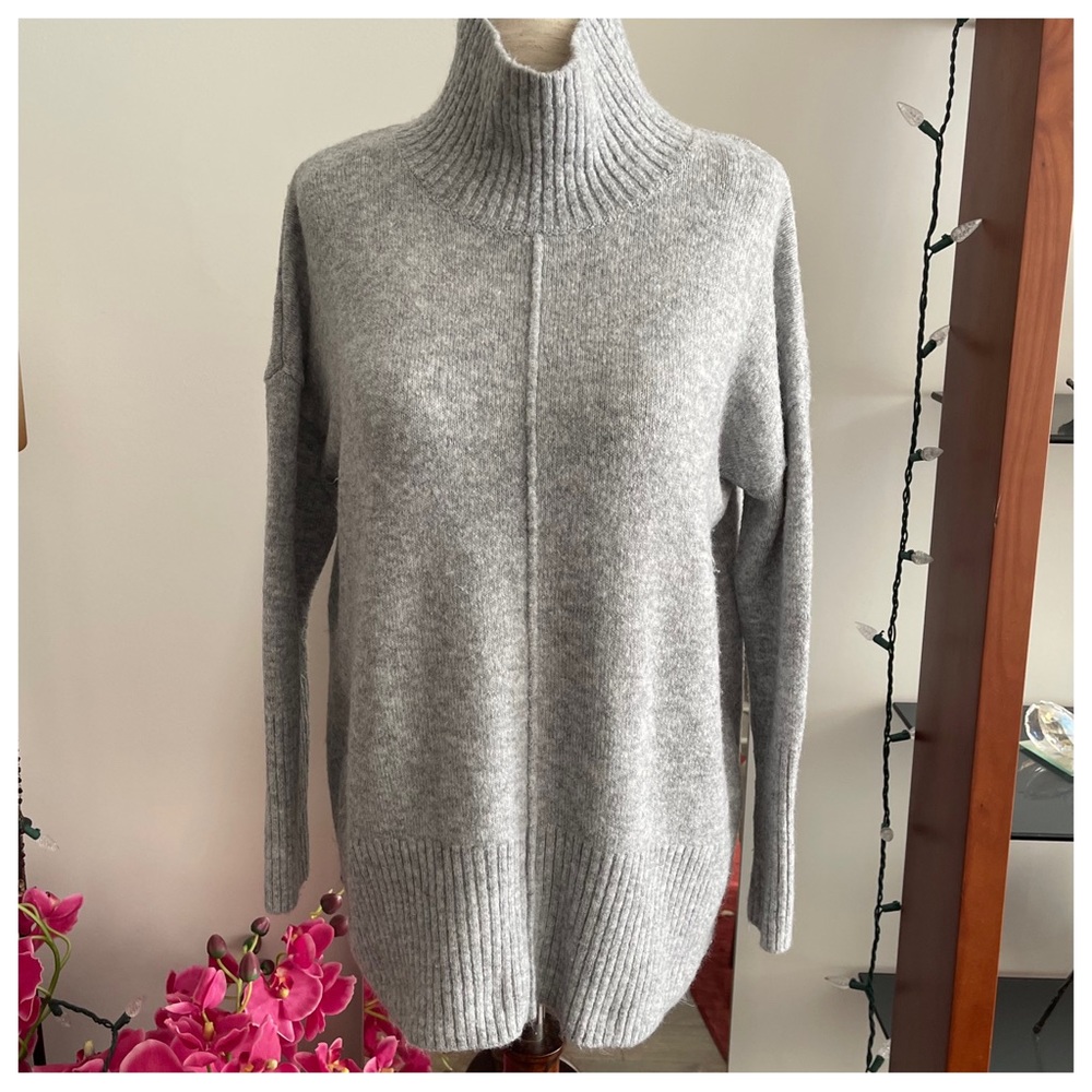 Topshop High Low Turtleneck Tunic Sweater